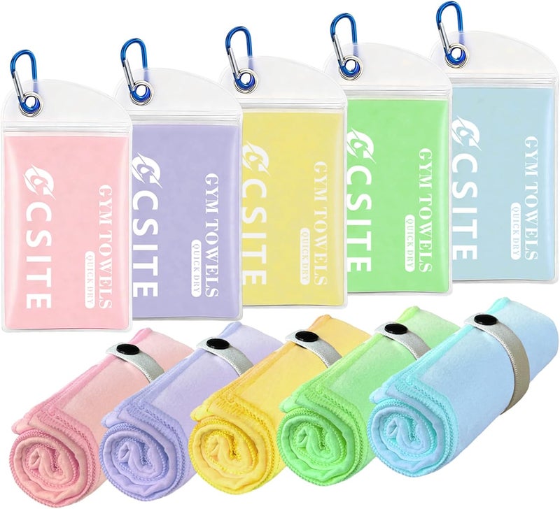 CASITE Microfiber Gym Towels - 5 Pack Highly Absorbent & Quick-Drying Sports Sweat Towels for Men & Women, Stays Fresh, Perfect for Workout, Yoga, Running, Fitness, Tennis, Swimming and Travel - Image 1